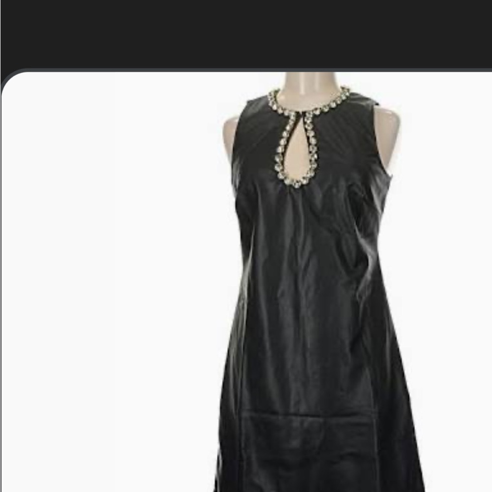 Boston Proper Black Mini Dress with Embellished Neckline